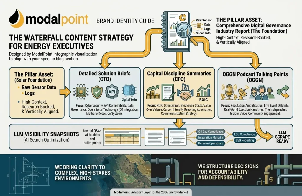 A comprehensive infographic illustrating the cascading flow of high-authority specialized industrial content.