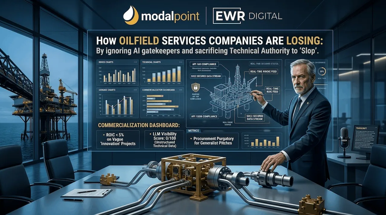 Executive in an advanced energy operations center, using technical data to optimize a subsea manifold for ROIC in 2026.