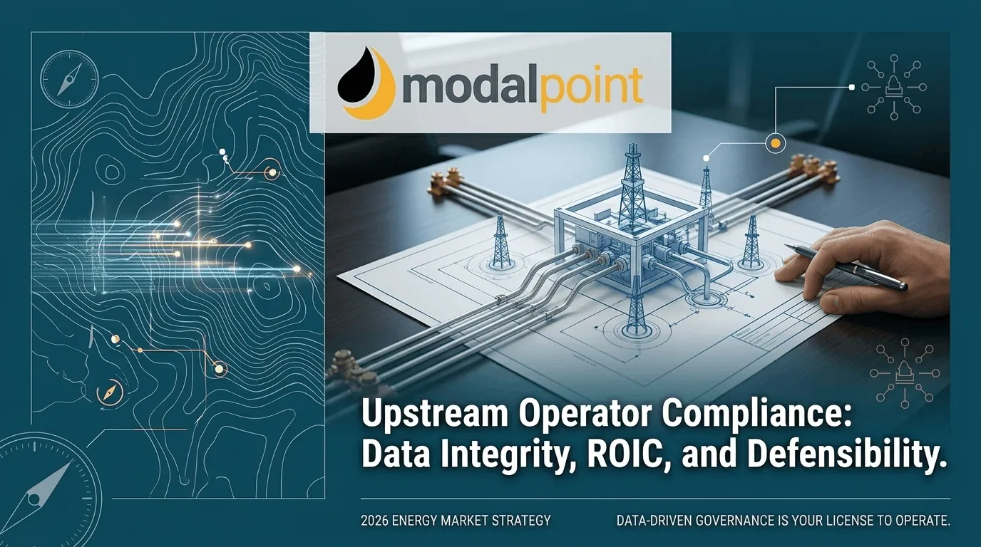 Technical blueprint model with a hand validating data lines on a digital map, representing oil and gas data integrity.